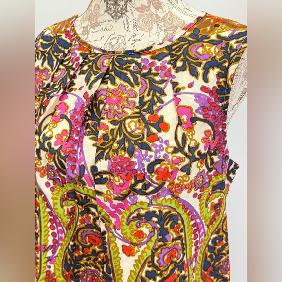 Talbots navy and pink paisley print sleeveless top size 14P - Picture 3 of 12